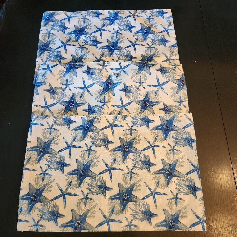 Blue Hues Star Fish Placemats Set of 3 11" x 17"